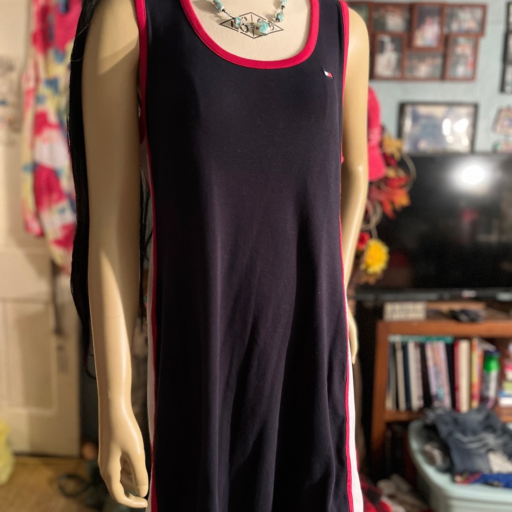 Tommy Hilfiger Black and Pink Athletic Sheath Dress